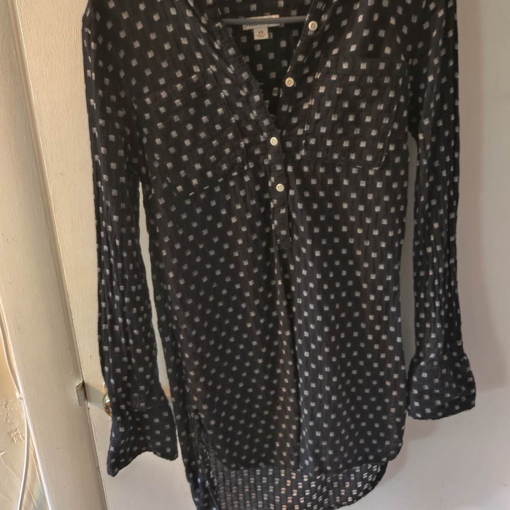 Black white polka dot blouse